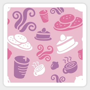 Pink Cafe Vibe Coffee Dessert Sweets Pattern Sticker